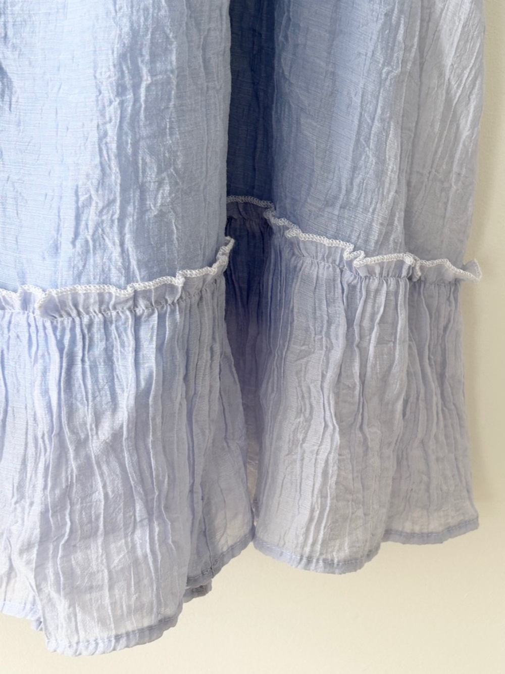 Light Blue Gauzy Ruffle Hem Maxi Skirt - Picture 14 of 16
